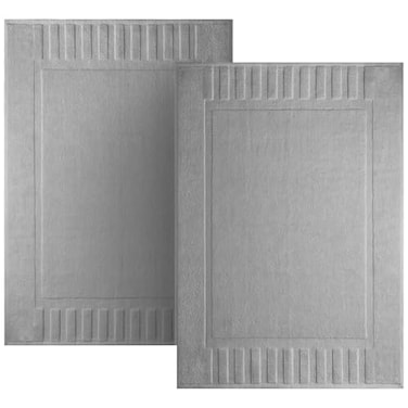 White Classic Luxury Bath Mat Floor Towel Set Absorbent Cotton Hotel Spa ShowerBathtub Mats Not a Bathroom Rug 22x34 2 Pack Light Grey