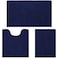 HOMEIDEAS 3 Pieces Bathroom Rugs Ultra Soft Non Slip Absorbent Chenille Toilet Bath Mat Set Navy Blue