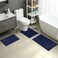 HOMEIDEAS 3 Pieces Bathroom Rugs Ultra Soft Non Slip Absorbent Chenille Toilet Bath Mat Set Navy Blue