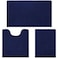 HOMEIDEAS 3 Pieces Bathroom Rugs Ultra Soft Non Slip Absorbent Chenille Toilet Bath Mat Set Navy Blue