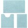 HOMEIDEAS 3 Pieces Bathroom Rugs Ultra Soft Non Slip Absorbent Chenille Toilet Bath Mat Set Light Blue