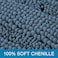 H.VERSAILTEX HVERSAILTEX Bath Rug Non Slip Chenille Striped 17 x 24 Absorbent Soft Shaggy Washable Dry Fast Bath Mat Stone Blue