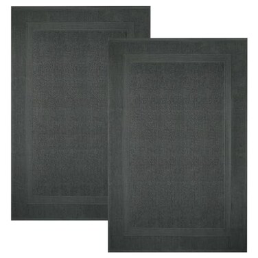 Infinitee Xclusives Premium Cotton Grey Bath Mats Pack of 2 34x22 Inches Not a Bathroom Rug Ultra Soft and Super Absorbent Floor Mat Machine Washable Shadow Grey Towel Bath Mats