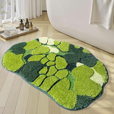 RORA Bathroom Rugs Moss Bath mat Green Bath mat Cute Leaf Bath Mats Non Slip Soft Microfiber Water Absorbent Aesthetic Moss Rug College Decor for Bathroom Shower3D Rugs 3220 Inch