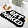 DyeFury Irregular Shaped Get Naked Bath Mat Funny Bathroom Rugs Small Cute Bathroom Decor NonSlip Black and White Rugs 31 x 18