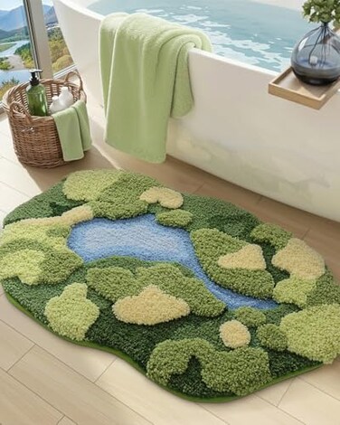 DEXI Moss Bath Mat Ultra Thick Soft Green Bathroom Rug Water Absorbent Non Slip Microfiber Rugs for Shower Floor Sink Bedroom Home Accessories Decor 20x32 Moss Green