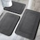 YIHOUSE Memory Foam Bath Mat Set Non Slip Bath Mats for Bathroom Super Soft and Water Absorbent Bath Rug Set Machine Washable U Shape Toilet Mats Dark Grey