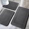 YIHOUSE Memory Foam Bath Mat Set Non Slip Bath Mats for Bathroom Super Soft and Water Absorbent Bath Rug Set Machine Washable U Shape Toilet Mats Dark Grey