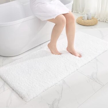 Disolla White Bathrom Runner Rug 24x70 Extra Large Soft Plush Bath Mat Thick Long NonSlip Shaggy Floor Mat UltraAbsorbent for Master Bathroom Vanity