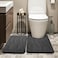 YIHOUSE Memory Foam Grey Bathroom Rug Sets 2 Piece Ultra Absorbent Bath Mat for Bathroom NonSlip Machine Washable Dry Quickly 2 Piece Bathroom Mat Set Dark Grey