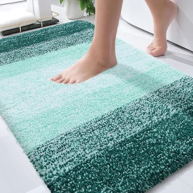 OLANLY Bathroom Rugs Mat 36x24 Extra Soft Absorbent Microfiber Bath Rugs Rubber Backing Quick Dry Washable Bath Mats for Bathroom Floor Tub and Shower Home Decor Accessories Blackish Green