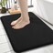 OLANLY Thick Memory Foam Small Bathroom Rugs 24x16 Extra Soft Absorbent Bathroom Mat Quick Dry Bath Mat NonSlip Machine Washable Carpet for Bathroom Tub and Shower Home Decor Accessories Black