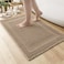 AMOAMI Waffle BathMat Absorbent Bath Mats for Bathroom Non Slip Machine Washable Bathroom Rugs with Tassels Ultra Soft Boho Bath Rugs for Floor 18x30 Beige