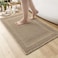 AMOAMI Waffle BathMat Absorbent Bath Mats for Bathroom Non Slip Machine Washable Bathroom Rugs with Tassels Ultra Soft Boho Bath Rugs for Floor 18x30 Beige