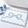 Tinideya Blue Bow Bathroom Rug 16 x 24 Scalloped Bow Bath Mat Non Slip Cute Coquette Aesthetic Carpet Preppy Room Decor Microfiber Absorbent Mat for Bathtub Shower Bedroom Gift
