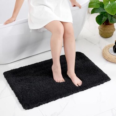 Disolla Black Bathroom Rug 24x36 NonSlip Plush Thick Bath Mat Highly Absorbent Ultra Soft Fluffy Floor Mat Machine Washable for Shower and Tub
