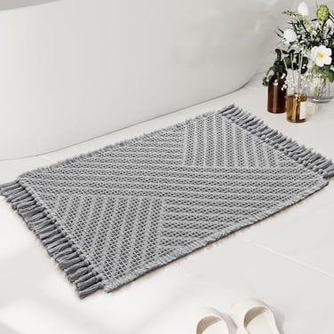 H.VERSAILTEX HVERSAILTEX Waffle Bath Mat Super Absorbent Boho Bath Mat Non Slip Bath Rugs for Bathroom Floor Machine Washable Dry Fast Bathroom Rugs with Handmade Tassels 20 x 32 Sage