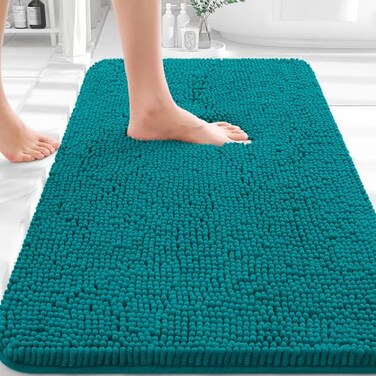 OLANLY Bathroom Rugs 30x20 Extra Soft Absorbent Chenille Bath Rugs Rubber Backing Quick Dry Machine Washable Bath Mats for Bathroom Floor Tub and Shower Home Decor Accessories Deep Lake