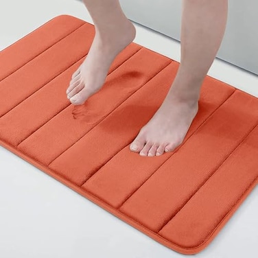 Buganda Memory Foam Bath Mat 24 x 16 Ultra Soft and NonSlip Bathroom Rugs Water Absorbent and Machine Washable Bath Rug for Bathroom Shower and Tub Coral