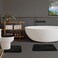 Baahrnom Bathroom Rugs Sets 3 Piece with Adjustable Toilet Seat Cover 175x 15 Machine Washable Bath Rug Set with TPR Non Slip Rubber Backing Solid Bath Mat Set for Luxury Bathroom Decoration