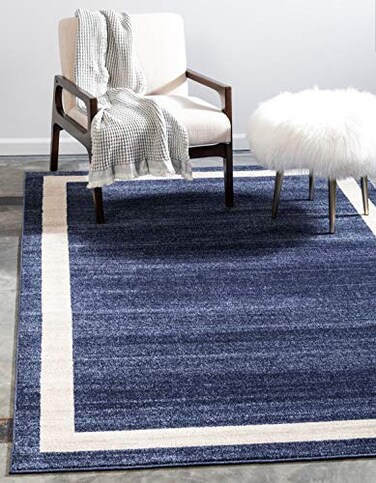Unique Loom Del Mar Collection Area Rug Maria 5 3 x 8 Rectangle Navy Blue Ivory