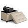 STORAGEBUD Storage Ottoman Cube with Small Bin 16in Square Ottoman with Storage for Living Room and Bedroom Small Ottomans Foot Rest Leather Foot Stools Ottomans Max 330lbs Beige