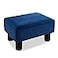 LUE BONA Small Foot Stool Velvet Fabric Footrest Ottoman Stool with NonSkid Plastic Legs Rectangle Footstool Step for Couch Desk Office Living Room Navy