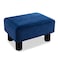 LUE BONA Small Foot Stool Velvet Fabric Footrest Ottoman Stool with NonSkid Plastic Legs Rectangle Footstool Step for Couch Desk Office Living Room Navy