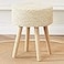Cpintltr Footstool Ottoman Round Natural Seagrass Foot Stool Pouf Ottomans with Solid Wood Legs Hand Weave Footrest Step Stool for Living Room Bedroom Balcony Garden Natural