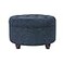 Homepop Home Decor Large Button Tufted Woven Round Storage Ottoman for Living Room Bedroom Navy Woven 25 inch D x 25 inch W x 15 inch H