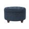 Homepop Home Decor Large Button Tufted Woven Round Storage Ottoman for Living Room Bedroom Navy Woven 25 inch D x 25 inch W x 15 inch H