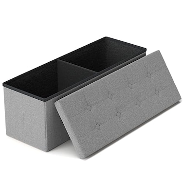 GLAXYFUR 43 Inches Folding Storage Ottoman Bench Storage Chest Footrest for Entryway Living Room Holds up to 660 lb Light Grey
