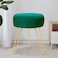 YOONIC Velvet Soft Modern Vanity Footstool Round Footrest Stool Ottoman Side Table Seat Dressing with Golden Metal Leg and Sponge FillingUpholstered Foot Rest for Living Room and Bedroom Teal
