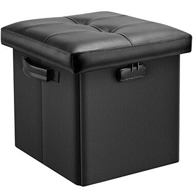 DocSafe Storage Ottoman with LockFireproof Folding Ottoman Foot Rest Stool Storage Chest with Storage Safe for Important DocumentsWaterproof 13 Inches Short Ottoman Foot Stool with HandlesBlack