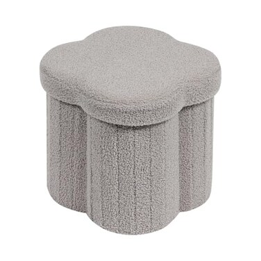 B FSOBEIIALEO Storage Ottoman Cube Flowers Shaped Ottomans with Storage Foot Stool Footrest for Lving Room Boucle Ottoman Seat for Dorm RoomFaux Teddy Fur Grey 126x126x126
