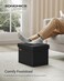 SONGMICS MAZIE Collection Small Folding Storage Ottoman Foot Rest Stool 122 x 161 x 122 Inches 286 lb Load Capacity for Living Room Bedroom Home Office Dorm Ink Black ULSF102B01