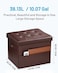 Bsketa Storage Ottoman Foot Rest Stool Small Leather Storage Ottomans Bench Folding Foot Stool with Handles Lid Foot Rest Under Desk for Living Room Bedroom 17x13x13 in Brown