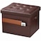 Bsketa Storage Ottoman Foot Rest Stool Small Leather Storage Ottomans Bench Folding Foot Stool with Handles Lid Foot Rest Under Desk for Living Room Bedroom 17x13x13 in Brown