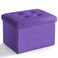 LINMAGCO Storage Ottoman Folding Foot Stool Velvet Foot Rest with Padded Modern Ottoman with Storage for Living Room Puppy Step Stool 17x13x13inPurple