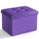 LINMAGCO Storage Ottoman Folding Foot Stool Velvet Foot Rest with Padded Modern Ottoman with Storage for Living Room Puppy Step Stool 17x13x13inPurple