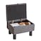 Aibiju Small Foot Stool Ottoman with Storage Linen Foot Rest with Wood Legs Safety Hinge Flip Top Bedside Step Stool Rectangle 16x12x95inch for Living Room Bedroom Dark Gray YDJD1363