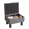 Aibiju Small Foot Stool Ottoman with Storage Linen Foot Rest with Wood Legs Safety Hinge Flip Top Bedside Step Stool Rectangle 16x12x95inch for Living Room Bedroom Dark Gray YDJD1363