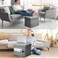 BelugaHelper Storage Ottoman Foot Rest Folding Linen Foot Stool with Thicker Foam Padded Seat Small Ottoman with Storage Bench for Bedroom Living Room Holds Up to 300 lbs 17x13x13IN Light Gray