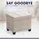 Ornavo Home Storage Ottoman Small Rectangle Ottoman with Legs Foot Rest Stool Seat Load up to 600 LB for Living Room Bedroom Home Office Dorm 12 x 16 x 12 Beige