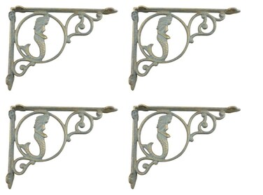 Midwest Craft House 4 Mermaid Shelf Brackets Nautical Cast Iron Braces Corbels