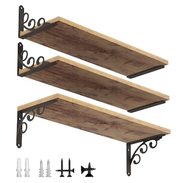 IARTOPS L Shelf Brackets for 8 10 Board Floating Shelf Bracket Heavy Duty Metal Shelving Brackets for Shelves Decorative Iron Rustic Wall Brackets for DIY Floating Shelf 6 Pack Black