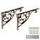 khtumeware 2 Pack 8 Inch Shelf Brackets Antique Brass Shelf BracketsMetal Bracket for Shelves Ornate Heavy Duty Decorative wall Brackets for Shelves2 Antique Brass