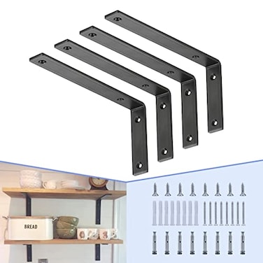 CLT CLETING CLT Black Shelf Bracket 12 X 5 Quarter Inch 14 Thick Max Load 440 lb Rustic Industrial Modern Farmhouse Heavy Duty Cold Rolled Steel Bracket for Table Bench Space Saving DIY Pack of 4