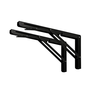 CLT CLETING CLT 14 Black Folding Shelf Brackets Max Load 440 lb Heavy Duty DIY Wall Mounted Shelf Bracket Space Saving for Table Work Bench Pack of 2