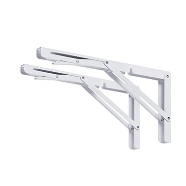 CLT CLETING CLT 16 White Folding Shelf Brackets Max Load 440 lb Heavy Duty DIY Wall Mounted Shelf Bracket Space Saving for Table Work Bench Pack of 2